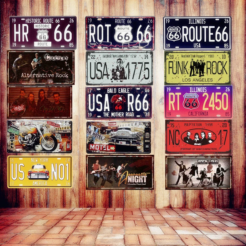Американский винтажный металлический оловянный знак Route 66 номерной для