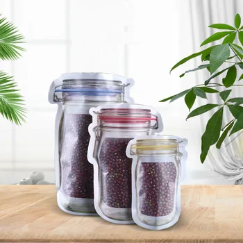 

Reusable Mason Bottle Ziplock Bag Fresh Storage Bag Storage Dried Fruit Bag Candy Cookies Bag Food Container Food Storage Bag