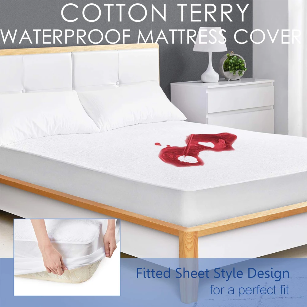 Cotton Terry Premium Mattress Cover Waterproof Bed Protector