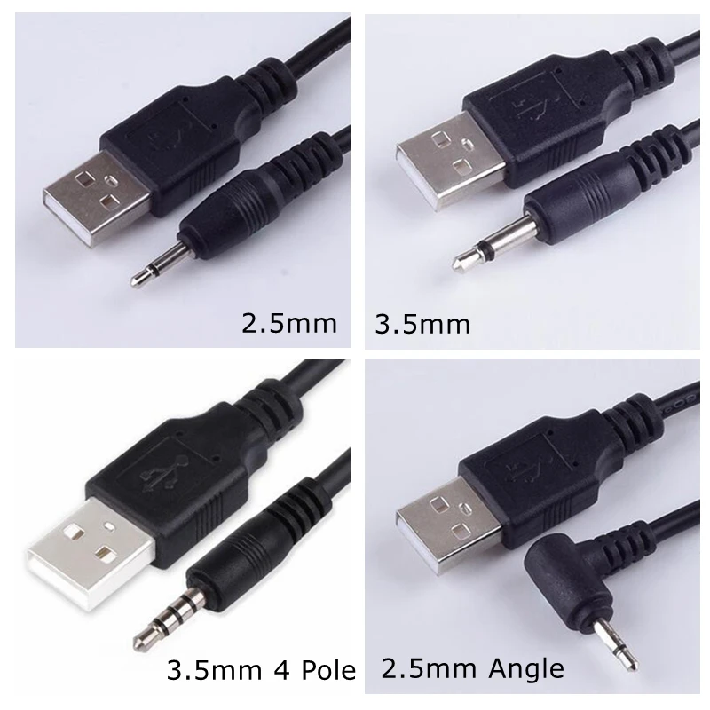 

Черный 1 м USB разъем Aux 2,5 мм 3,5 мм моно аудио 4-полюсный кабель USB2.5 2,5 мм USB-разъем USB 2,0 к DC2.5 мм 2A зарядный кабель питания 3 фута