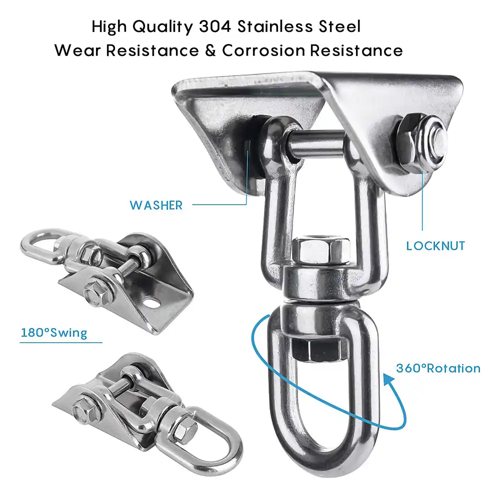 New 360 Rotating Ceiling Hook Stainless Steel Swing Hook 4 Screw
