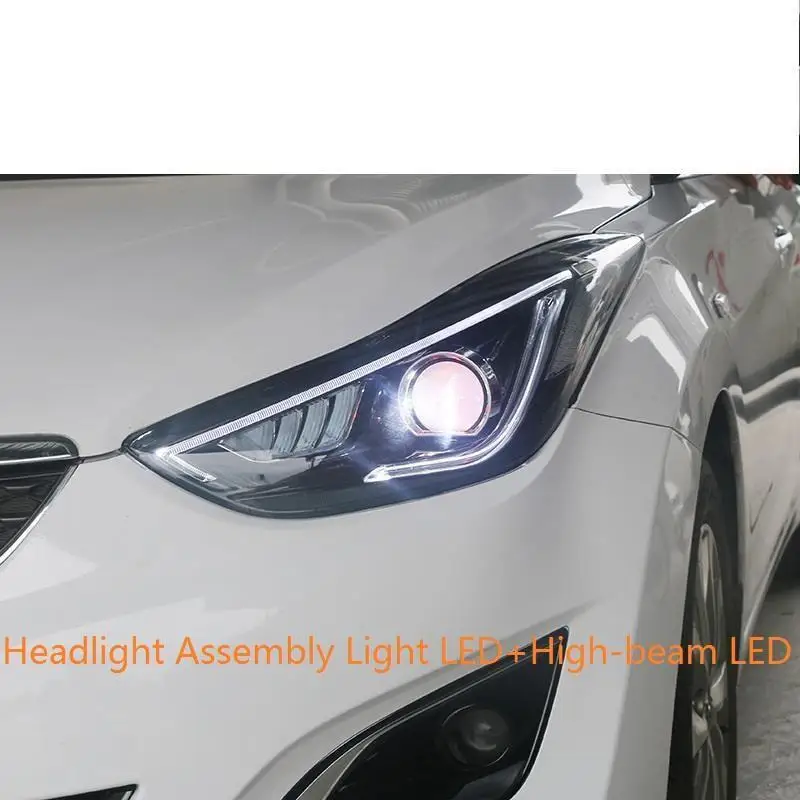 Авто Drl Стайлинг боковой указатель поворота запчасти светодиодные дневные ходовые фары автомобильные фары в сборе 13 14 15 16 17 18 для hyundai Elantra - Цвет: MODEL A