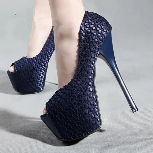 

Retro 16 Cm Ultra High Heels European and American Nightclub Models Catwalk Sexy Thin Heels Single Shoes Fish Mouth Womens Shoes