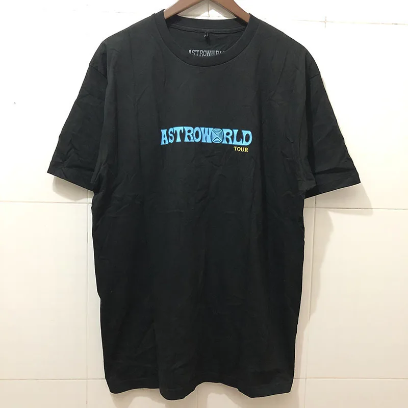 Черный Трэвиса Скотта Astroworld Tour футболка хип-хоп мода короткий рукав Мужчины Женщины Летний стиль Трэвиса Скотта ASTROWORLD футболка