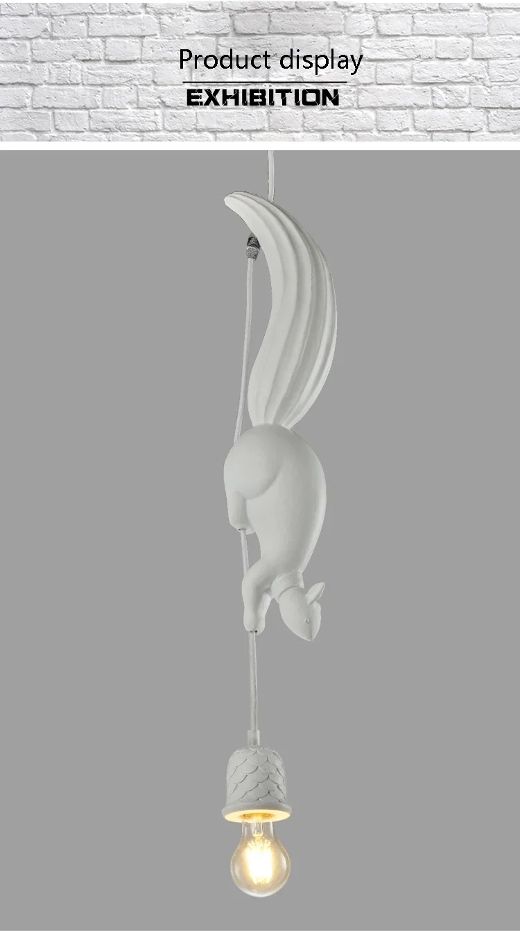Скандинавский креативный подвесной светильник с милой белкой, подвесной светильник для детской комнаты, кухни, гостиной, ресторана, подвесной светильник