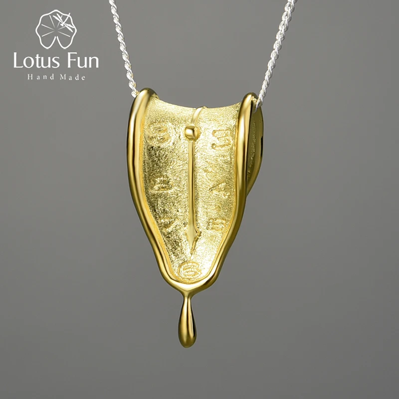 Lotus Fun Eternity of Memory 18K Gold Clock Shape Love Forever Pendants Necklaces for Women 925 Sterling Silver Original Jewelry