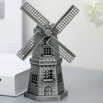 

Gift Figurine Building Dutch Home Decor Souvenir Craft Vintage Bronze Ornament Furnishing Retro Windmill Model Antique Holland