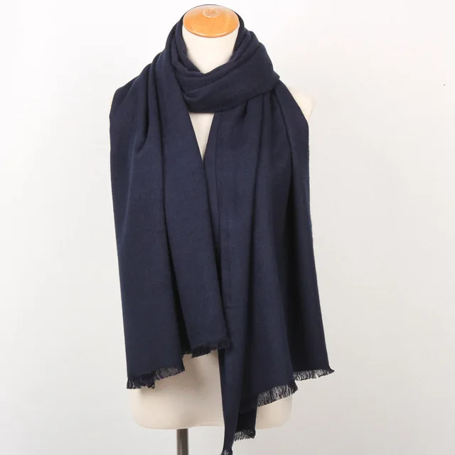 navyblue 200*60 см женский мягкий однотонный шарф из кашемира пашмины зимний теплый длинный матовый шарф шаль шарфы модное толстое одеяло для путешествий - Цвет: navyblue