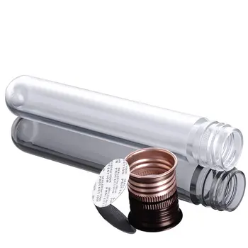

100pcs Empty Clear PET Cosmetic Tube Portable Transparent Mask Bath Salt Test Bottle 25ml Plastic Tube With Aluminum Cap NO477