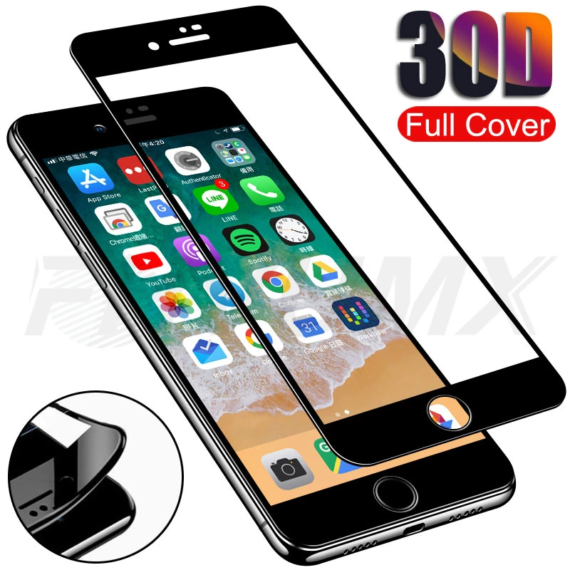 Закаленное стекло 30D с полным покрытием для iPhone 7 8 Plus Защитное экрана 6 6S защитная