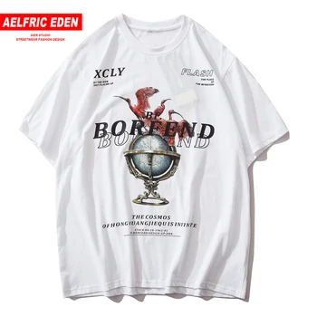 

Aelfric Eden Hip Hop T Shirt Men Crane Globe Print Tshirt Fashion 2020 Summer Streetwear Casual Cotton Short Sleeve Loose Black