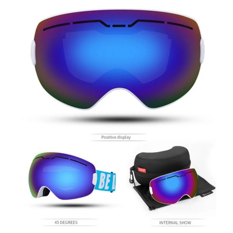 Ski Snowboard Dustproof Anti UV400 Goggles Double-layer Lens Frame Eye Glasses 