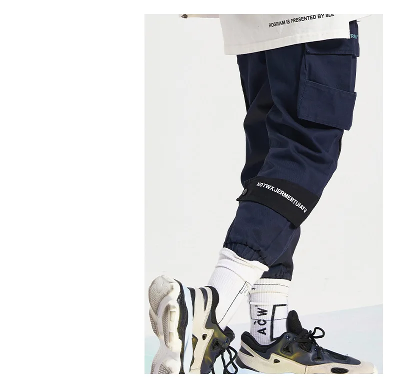 new men bound pan Autumn popular functional wind printing overalls male hip hop retro street simple versatile