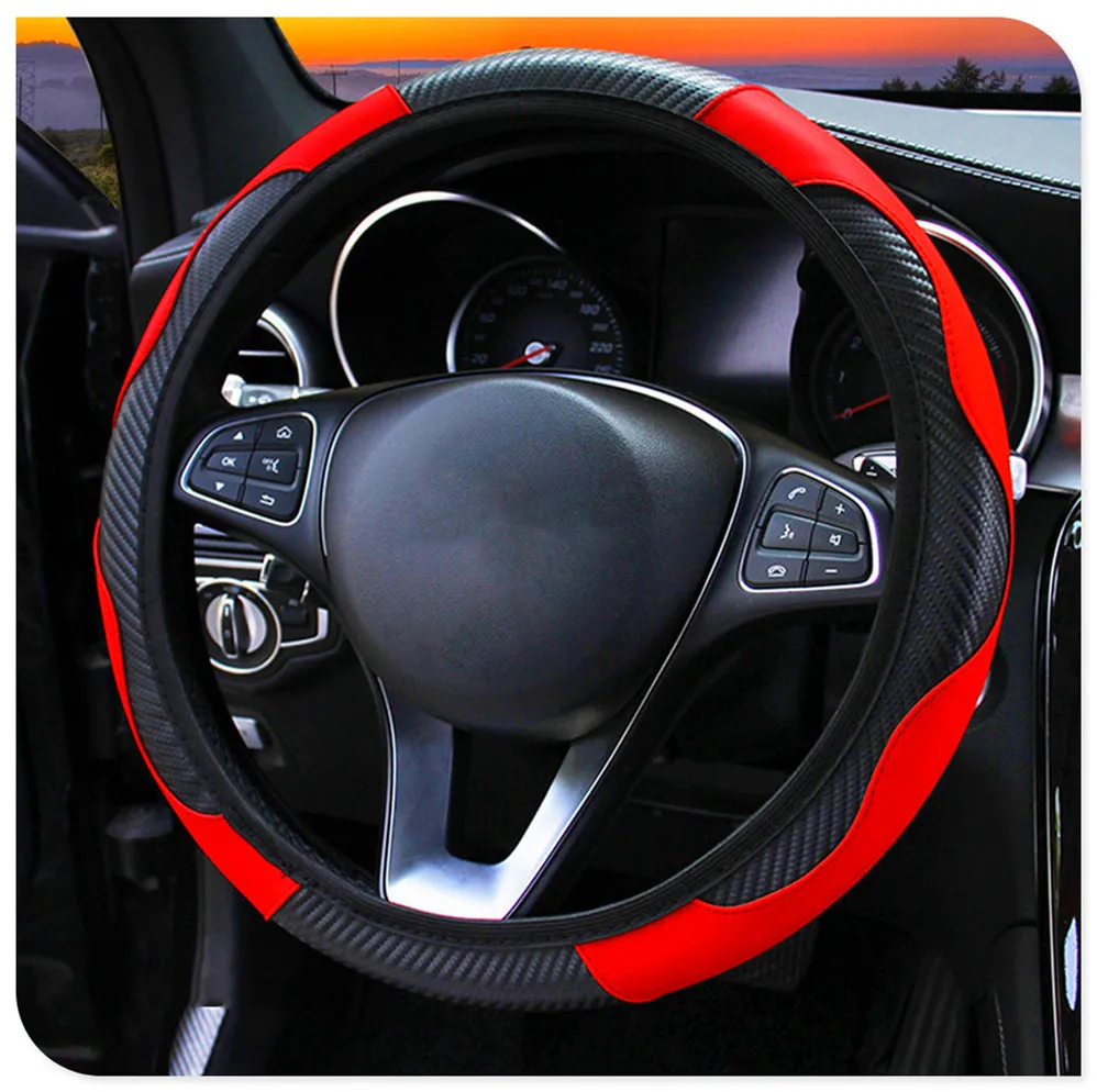 

Car Steering Wheel Cover Anti Slip PU Leather Carbon Fiber for BMW 335is Scooter Gran 760Li 320d 135i E60 E36 F30 F30