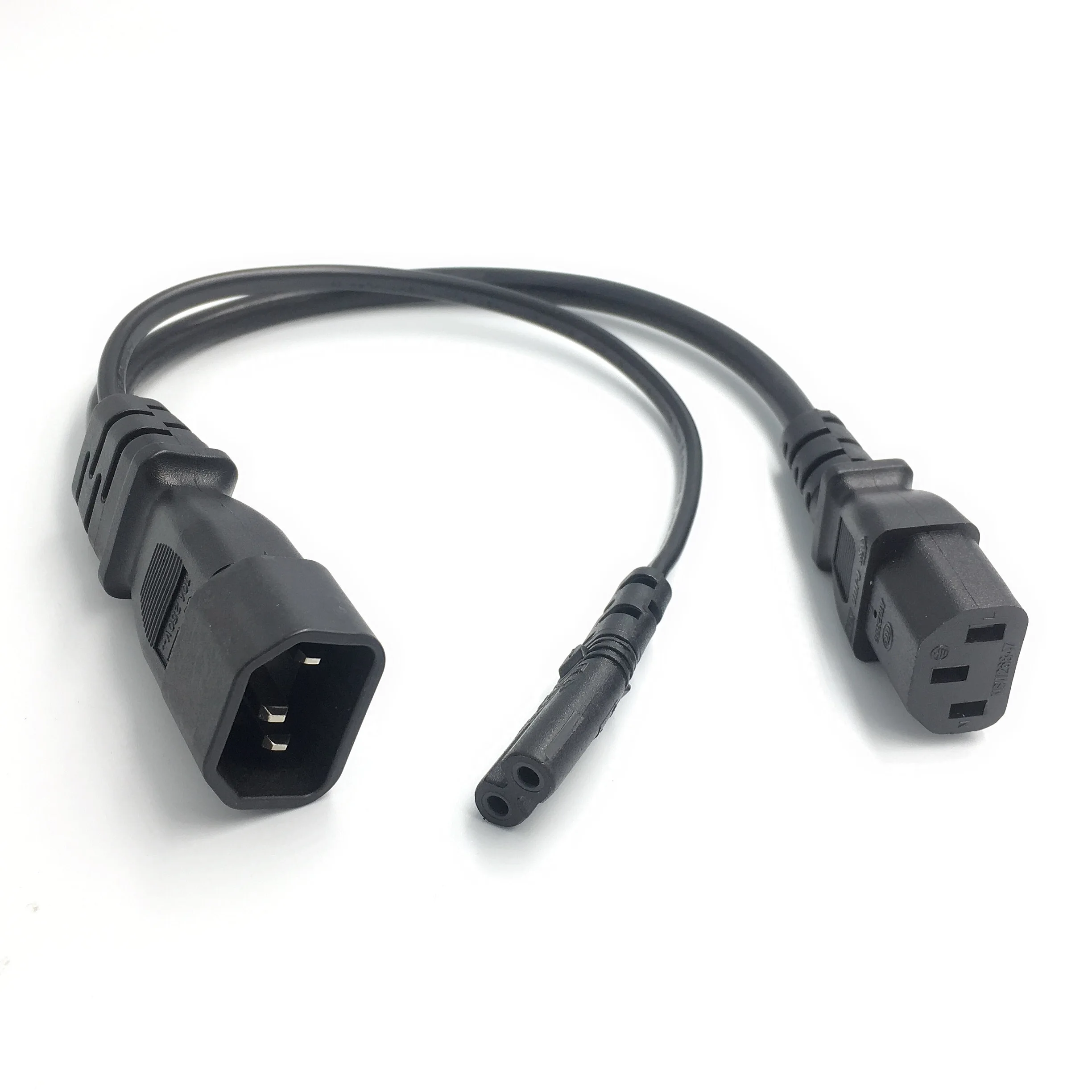 IEC320 C14 To IEC320 C13 + C7 Y Power Cord Splitter Cable Adapter for PC Monitor Scanner And Printer
