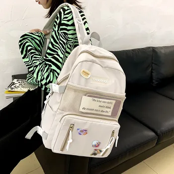 

2020 New Korean Ins All-match Casual Large Capacity Mesh Backpack for High School Students Simple All-match Schoolbag
