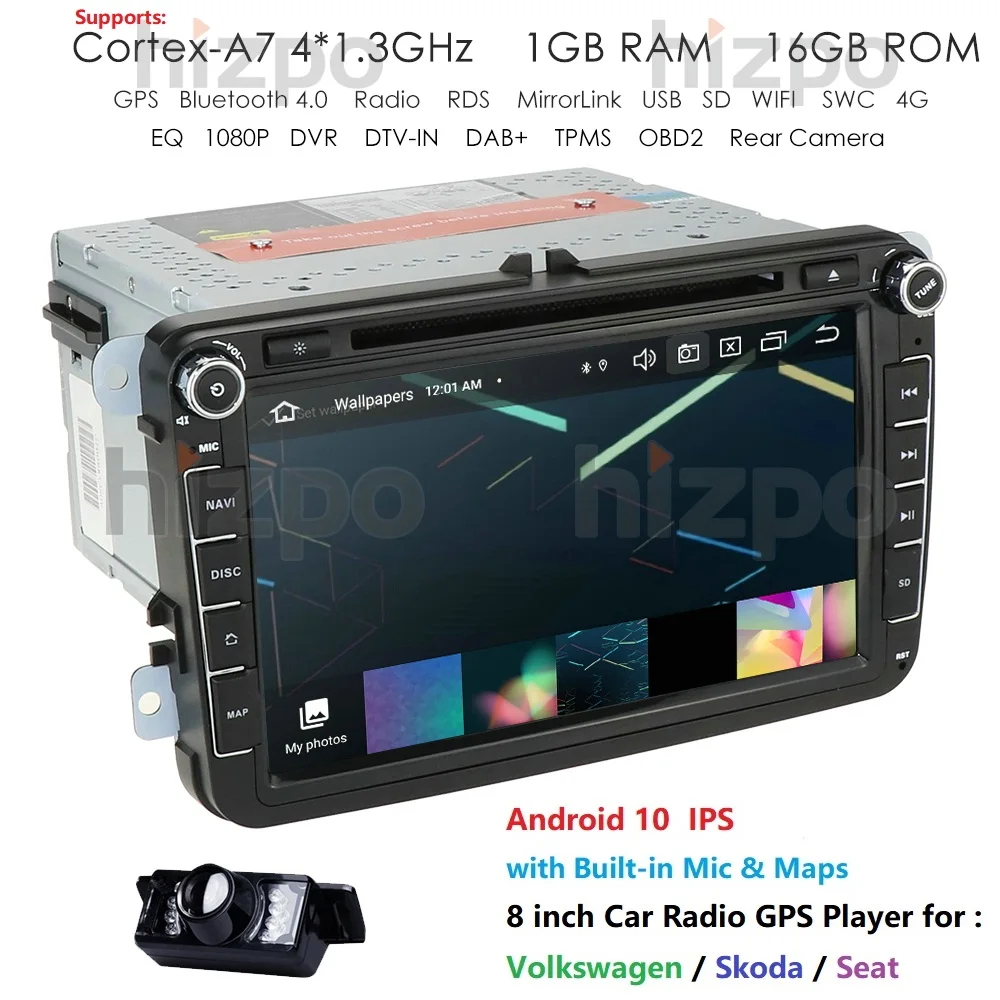 Car Radio Head Unit 8''For Volkswagen/Magotan/VW Passat B7 B6 CC 2 Din Android 10 DVD Autoradio Multimedia GPS Navigation 1GBRAM