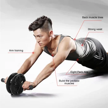 

Fitness 3-in-1 Abdominal Power AB Wheel Roller With Push-Up Bar And Chest Expander Muscle Home Equipment