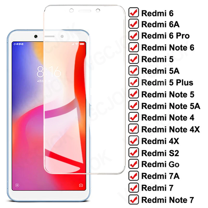 Защитное стекло 11D для Xiaomi Redmi 6A 7A 5A 5 Plus 4X Note 4 6 7 Pro закаленное | Мобильные телефоны и