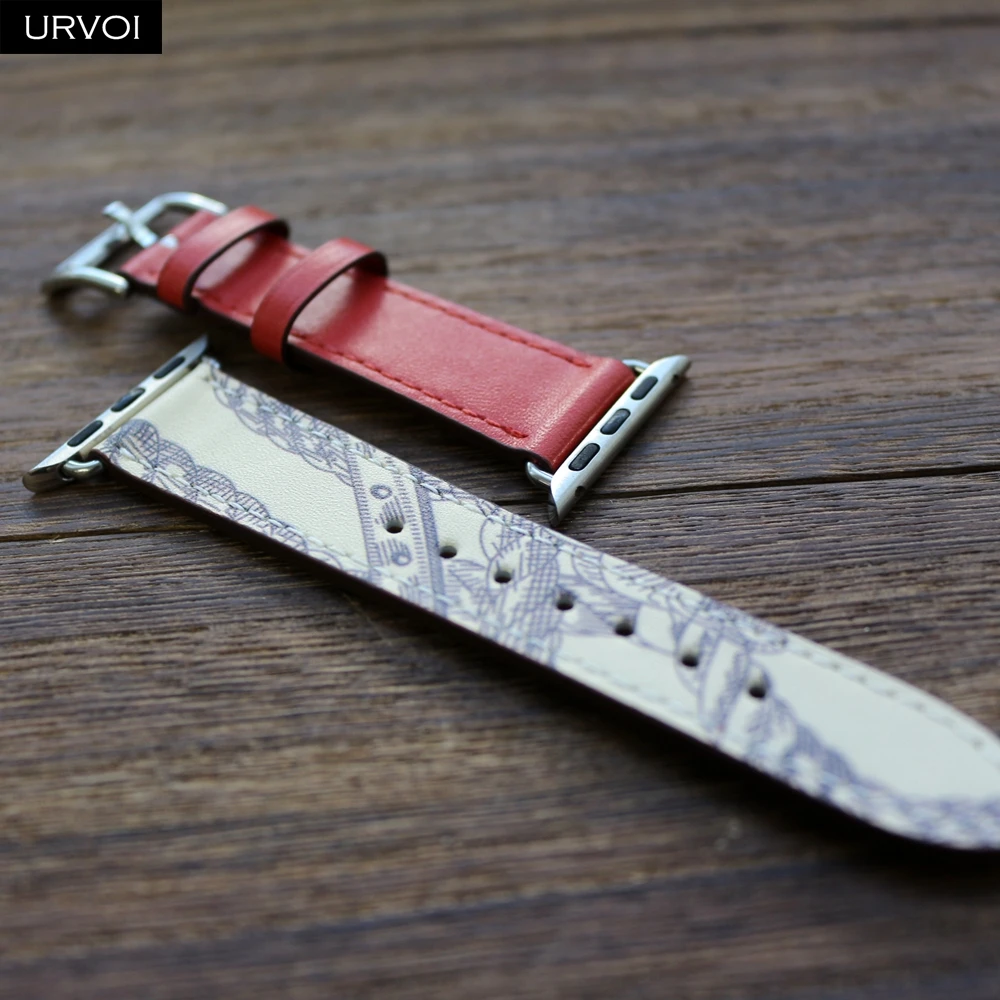 URVOI печатных один тур band для apple watch серии 5/4 3/2/1 Swift кожаный ремешок наручных часов