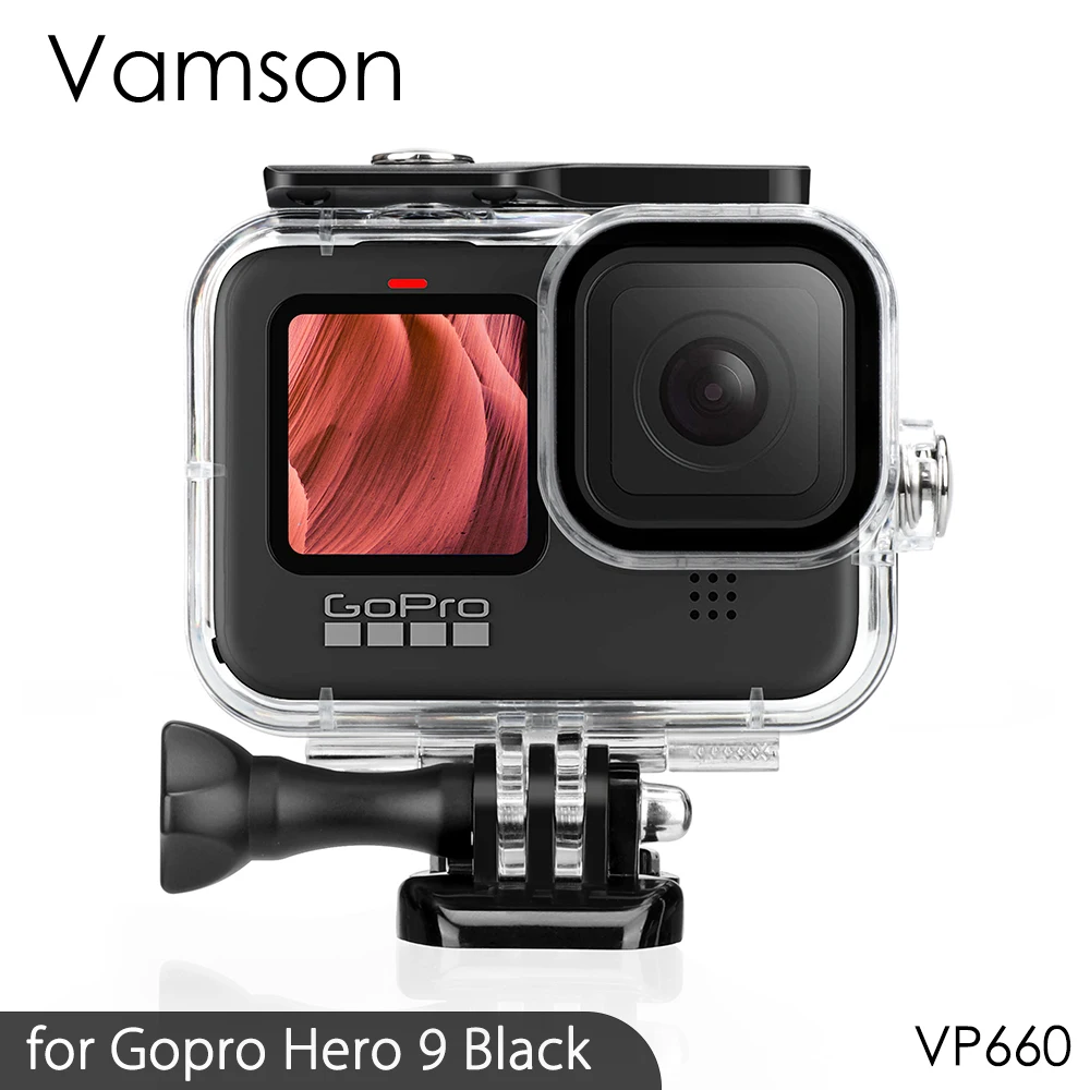 Водонепроницаемый корпус Vamson из закаленного стекла для GoPro Hero 9 Черный Защитный