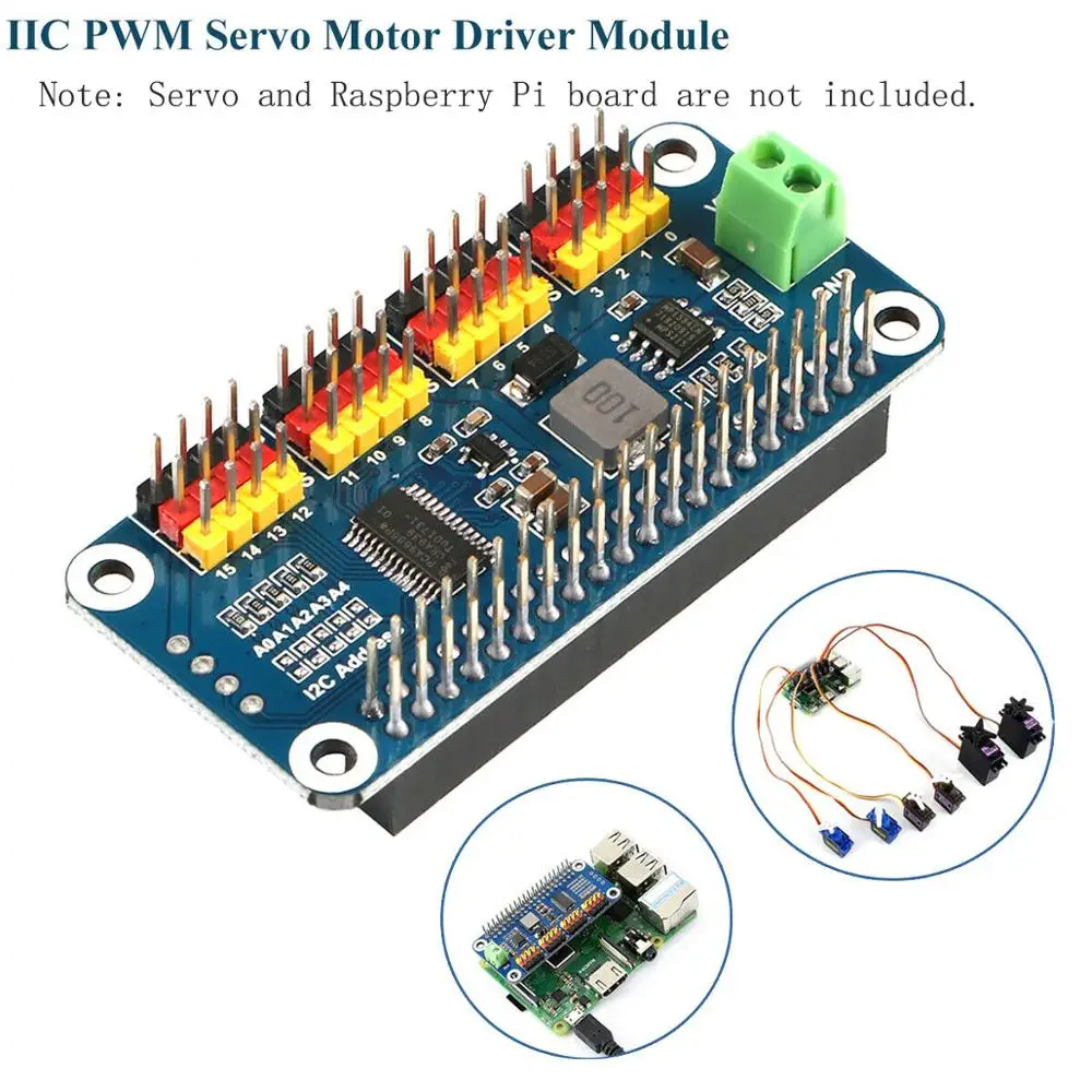 Módulo controlador de Motor, placa de expansión de 16 canales, 12 bits, PWM, para Raspberry Pi, RPI, Zero W WH 3B Plus 4 4B Jetson Nano