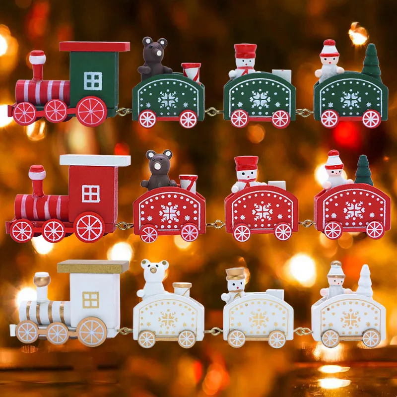Мини милый Рождественский поезд дерево рождественские украшения для дома с Санта-мишкой рождественские детские игрушки подарок орнамент Navidad новогодние подарки