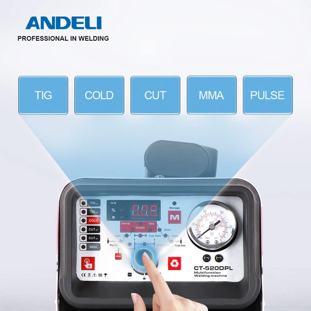 ANDELI-máquina de soldadura multifunción CT-520DPL, soldador Inverter de 220V, TIG/TIG Pulse/COLD/Plasma CUT/MMA/Stick 2