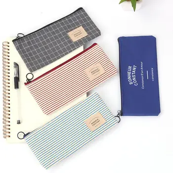 

Cute Large Canvas Plush Pencil Bag Kawaii Simple zipper pencil case Cosmetic bag For Kids friend Pencil Box stationery gift