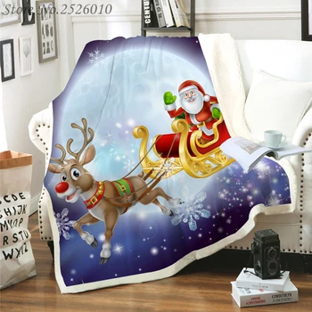 

Throw blanket Merry Christmas 3D Velvet Plush Blanket Bedspread For Kids Girls Sherpa Blanket Couch Quilt Cover Travel 04