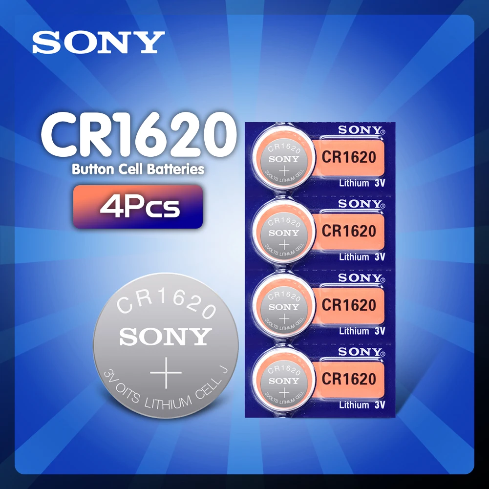 Lote de 4 pilas de botón originales cr1620 para reloj Sony, 3V, batería de litio CR 1620 BR1620, calculadora con Control remoto