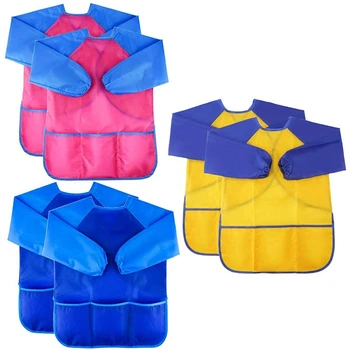 

Art Shirt Waterproof Children's Art Apron Painting Apron with 3 Pockets, Suitable for Children 3-8 Years Old, M, 6 Pcs