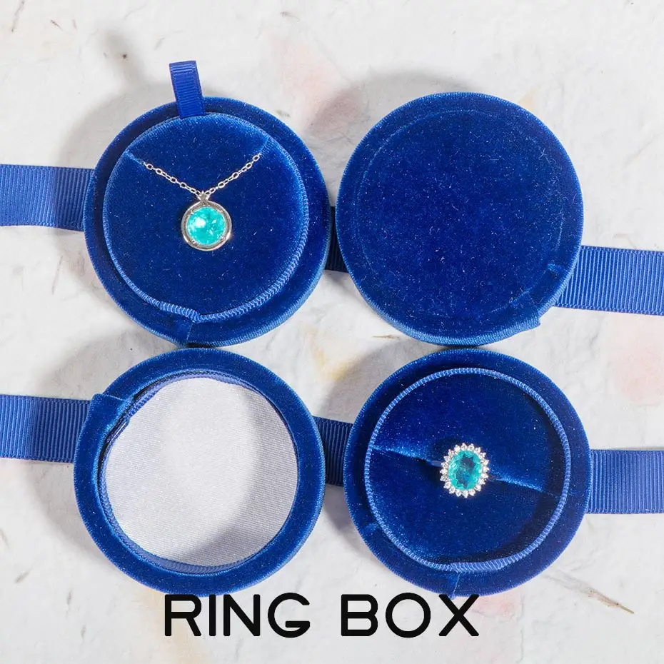 Ring-Dark Blue-1pc GZXSJG круглые бархатные коробки для ювелирных изделий для свадьбы, розовые, зеленые, синие, серые кольца, ожерелья, коробки для свадьбы, помолвки, свадебные подарки - Цвет: Ring-Dark Blue-1pc