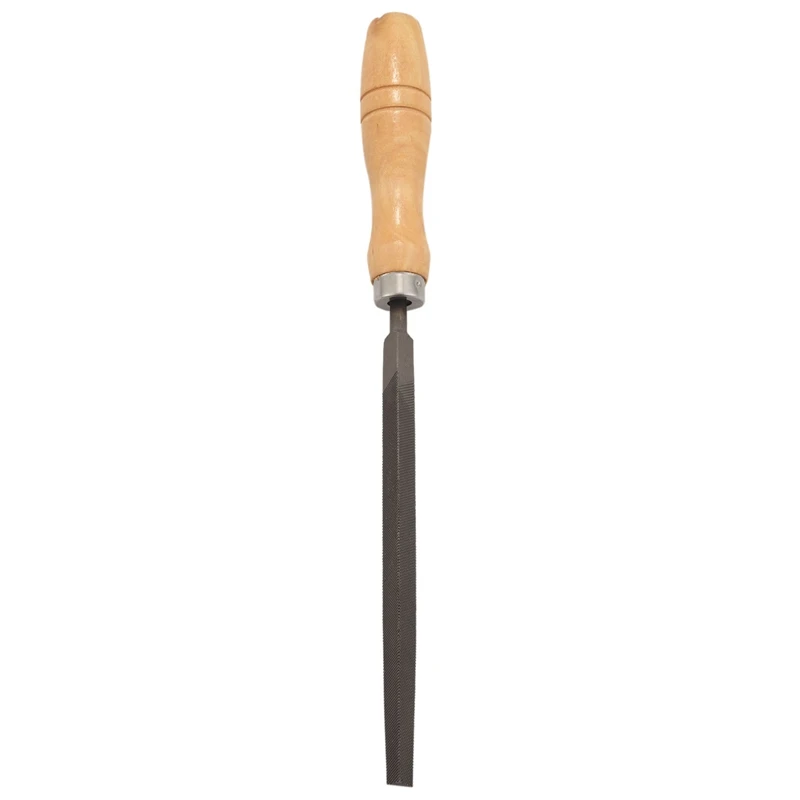 High Carbon Steel File Set with Wooden Handles Rasp File for Wood, Metal, Plastic, 5 Pieces (Steel File)