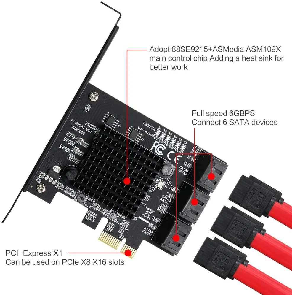 6gbps cartão Sata 3.0 Pcie cartão Sata