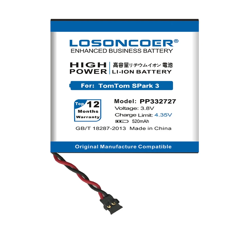 LOSONCOER WT-TTS3 520 мАч батарея для TomTom Spark 3 Смарт-часы Smartwatch PP332727 батарея инструменты подставка держатель наклейки