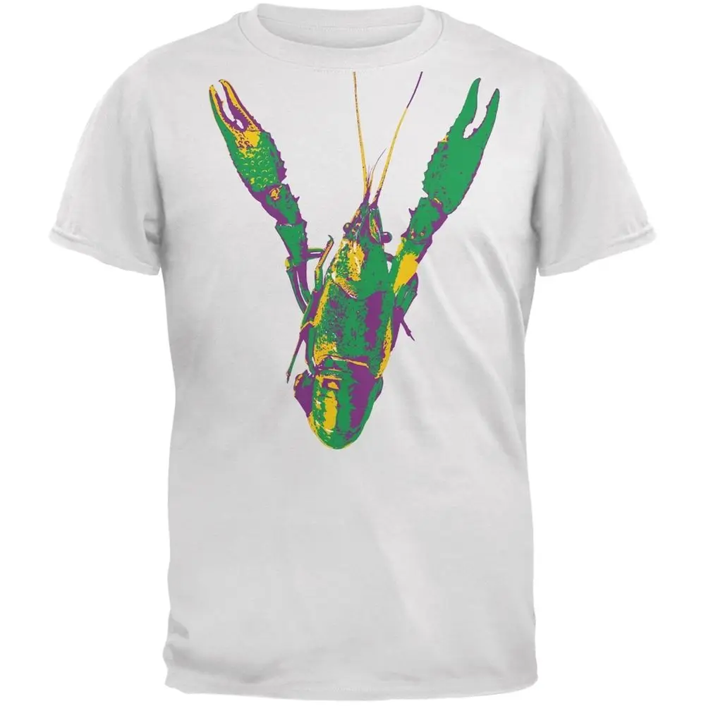 Белая взрослая футболка Mardi Gras Crawfish цветная с принтом jurney классная брендовые