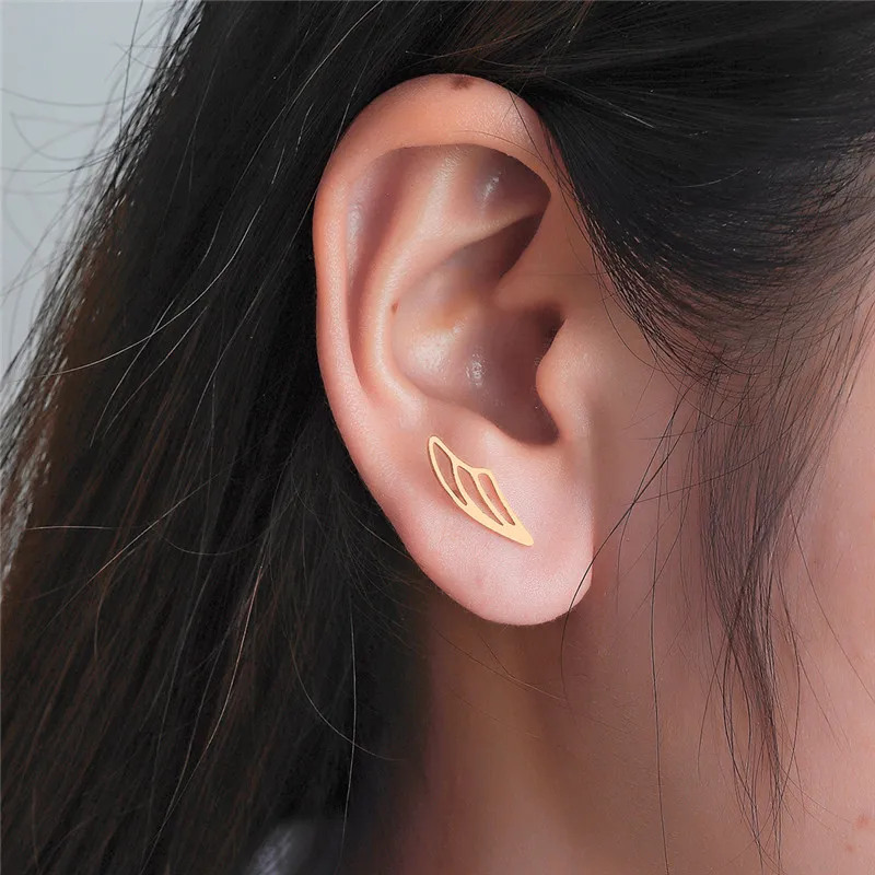 Женские простые серьги-гвоздики Kinitial с полыми крыльями пляжные украшения в стиле