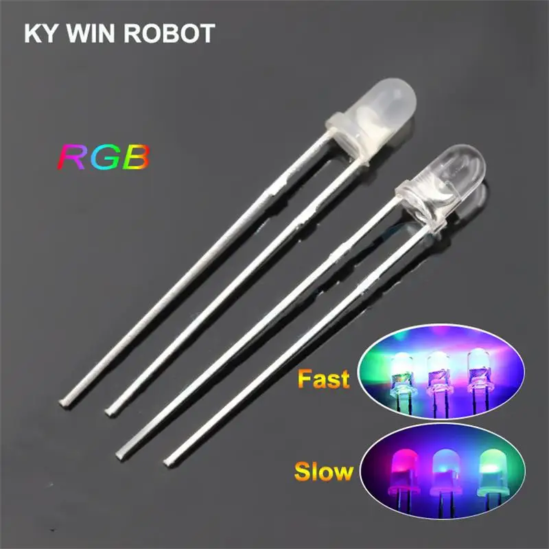 20 шт./лот F3 3 мм быстрая/медленная вспышка RGB красный зеленый синий Радужный