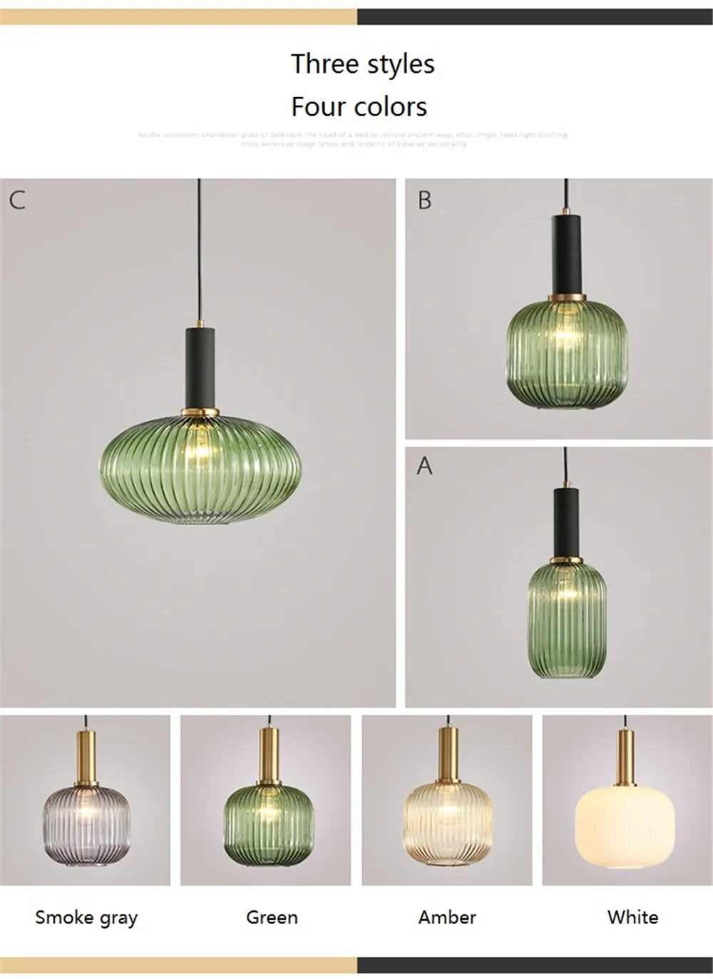 Nordic Design Loft Vintage LED Pendant Light Iron Glass Single Head Hanging Lamp Home Decor Lighting Fixtures DIY Droplight