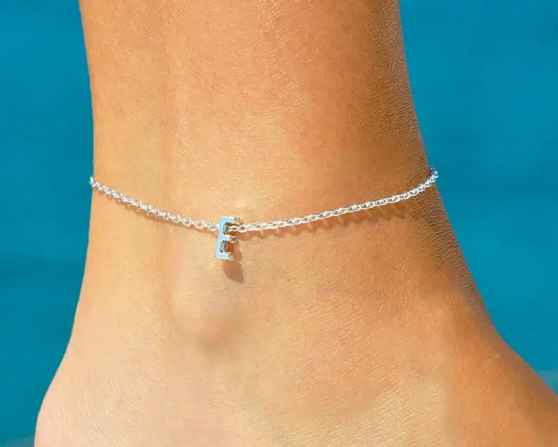 Kinitial Boho Charm Initial A-Z Anklet Ankle Bracelet on Leg Chain Bijoux 26 Letter Anklets For Women Ankle Beach Foot Jewelry