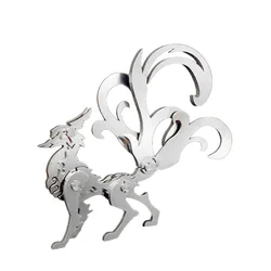 3d metal estilo animal quebra cabeça nove tailed raposa modelo de aço warcraft diy montado jigsaw destacável decoração brinquedos para crianças