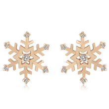 Уникальные вечерние серьги-гвоздики со снежинками, розовое золото, модный бренд, кубический цирконий, винтажное ювелирное изделие, Лидер продаж для женщин, DFE215