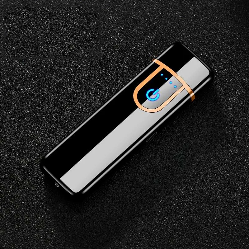Usb зарядка сенсорный переключатель Двусторонняя Зажигалка Ветрозащитная беспламенная электронная сигарета без газа электрические зажигалки - Цвет: Black