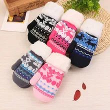 Кавайные перчатки для рождественских праздников, перчатки на полный палец, милые рождественские подарки для девочек, теплые вязаные кашемировые перчатки на полный палец