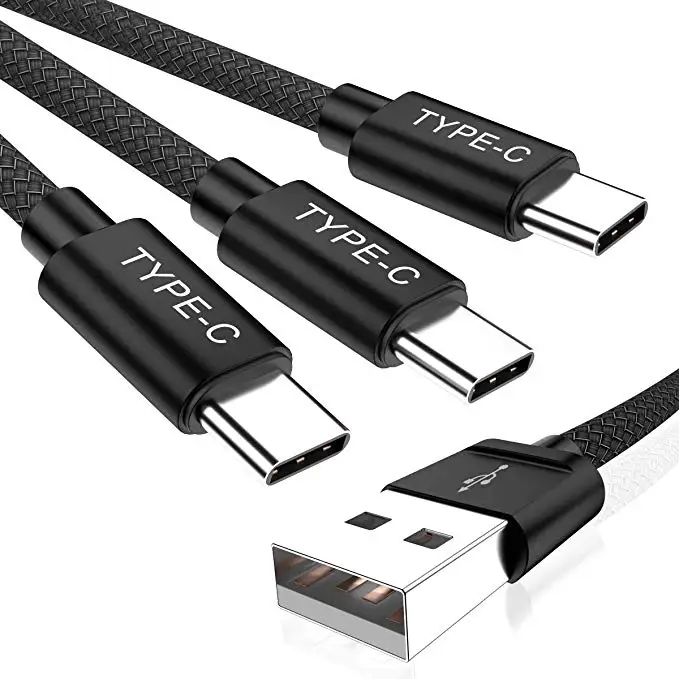 Черный Usb type C зарядный кабель с нейлоновой оплеткой зарядный шнур, работает с samsung Galaxy Note 9 8 S8 S9 S10 10 Plus S10E S10+, LG V50 V40 - Цвет: Черный