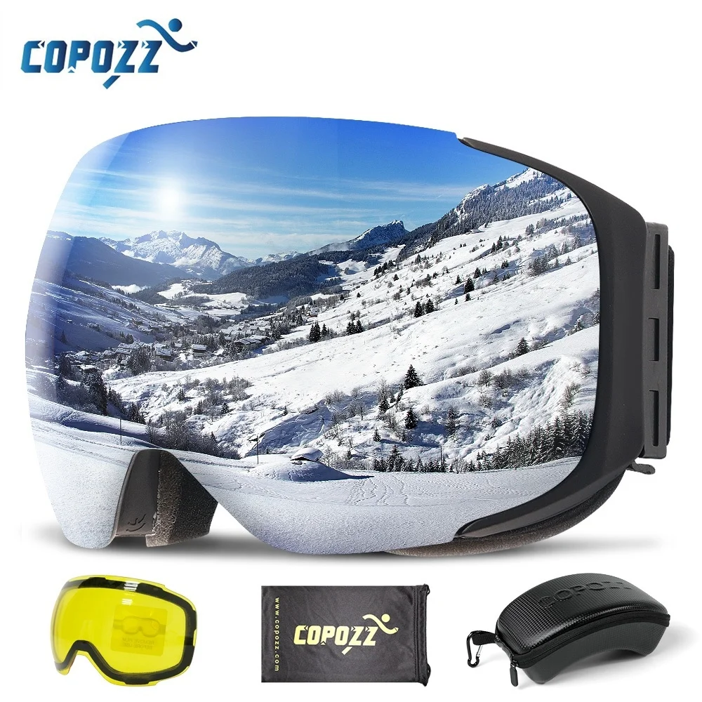 Copozz Ski Goggles With 2s Quickchange Lens And Case Set Uv400 Protection Antifog