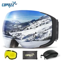 COPOZZ Magnetic Ski Goggles with 2s Quick-Change Lens and Case Set UV400 Protection Anti-Fog Snowboard Ski Glasses for Men Women 1