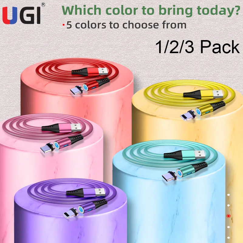Магнитный кабель для быстрой зарядки UGI 1/2/3 упаковки 3 в 1 Micro USB IOS и USB-C м быстрое