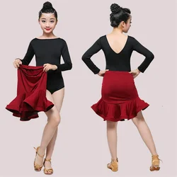 for Children Dress Dancing 2021 Latin Dance Dresses for Girls Short Full Sleeve Salsa Tango Kids Dance Costume Skirt Ballroom
